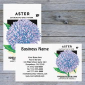 ヴィンテージシードパケットアート、紫色のアスター花 名刺