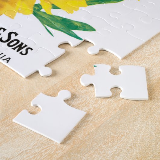 ヴィンテージシードパケットアート、黄色い色共生の花 ジグソーパズル (側面)