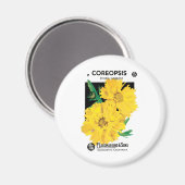 ヴィンテージシードパケットアート、黄色い色共生の花 マグネット (正面/裏面)