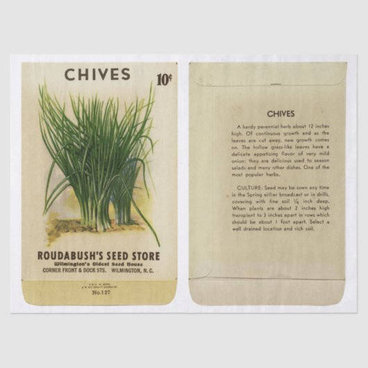 ヴィンテージシードパケットキャッシュと命令 薄葉紙 (正面)