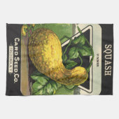 ヴィンテージシードパケットラベルアートイエローサマースカッシュ キッチンタオル (横)