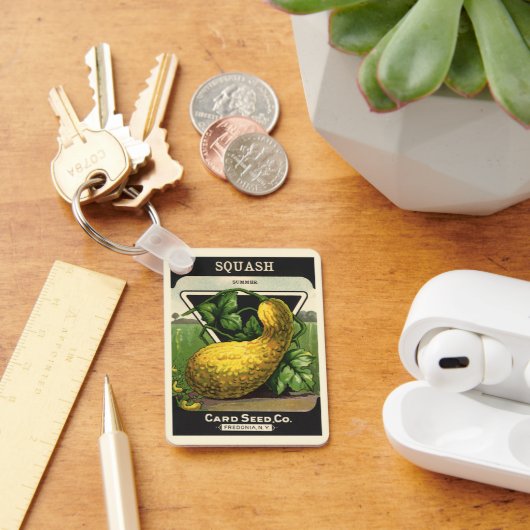 ヴィンテージシードパケットラベルアートイエローサマースカッシュ キーホルダー (デスク)