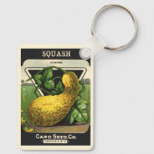 ヴィンテージシードパケットラベルアートイエローサマースカッシュ キーホルダー (裏面)