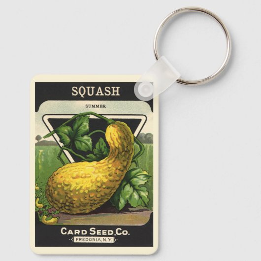 ヴィンテージシードパケットラベルアートイエローサマースカッシュ キーホルダー (裏面)