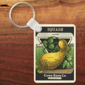 ヴィンテージシードパケットラベルアートイエローサマースカッシュ キーホルダー (正面)