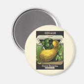 ヴィンテージシードパケットラベルアートイエローサマースカッシュ マグネット (正面/裏面)