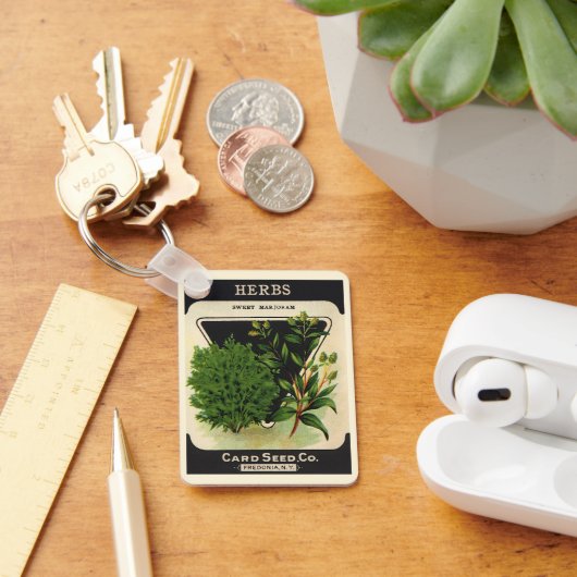 ヴィンテージシードパケットラベルアートスウィートマジョラムハーブ キーホルダー (デスク)