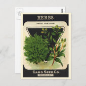 ヴィンテージシードパケットラベルアートスウィートマジョラムハーブ ポストカード (正面/裏面)