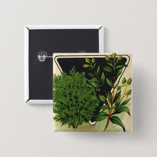 ヴィンテージシードパケットラベルアートスウィートマジョラムハーブ 缶バッジ (正面&裏面)