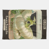 ヴィンテージシードパケットラベルアートホワイトバミューダオニオン キッチンタオル (横)