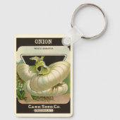 ヴィンテージシードパケットラベルアートホワイトバミューダオニオン キーホルダー (裏面)