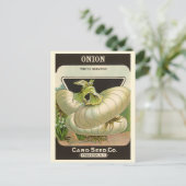 ヴィンテージシードパケットラベルアートホワイトバミューダオニオン ポストカード (スタンド正面)