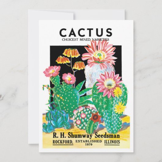 ヴィンテージシードパケットラベルアート砂漠サボテン植物 (正面)