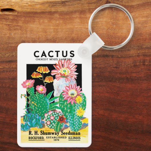 ヴィンテージシードパケットラベルアート砂漠サボテン植物 キーホルダー (裏面)