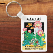 ヴィンテージシードパケットラベルアート砂漠サボテン植物 キーホルダー (正面)