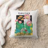 ヴィンテージシードパケットラベルアート砂漠サボテン植物 クッション (ブランケット)