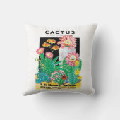 ヴィンテージシードパケットラベルアート砂漠サボテン植物 クッション (裏面)