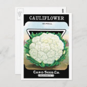 ヴィンテージシードパケットラベルアート、カリフラワーベギーズ ポストカード (正面/裏面)