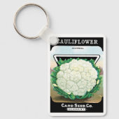ヴィンテージシードパケットラベルアート、カリフラワー野菜 キーホルダー (正面)