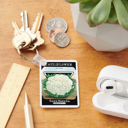 ヴィンテージシードパケットラベルアート、カリフラワー野菜 キーホルダー (デスク)