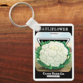 ヴィンテージシードパケットラベルアート、カリフラワー野菜 キーホルダー (正面)
