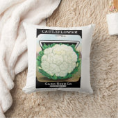 ヴィンテージシードパケットラベルアート、カリフラワー野菜 クッション (ブランケット)