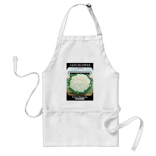 ヴィンテージシードパケットラベルアート、カリフラワー野菜 スタンダードエプロン (正面)