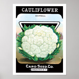 ヴィンテージシードパケットラベルアート、カリフラワー野菜 ポスター