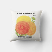 ヴィンテージシードパケットラベルアート、カレンダフラワー クッション (裏面)