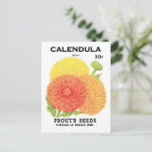 ヴィンテージシードパケットラベルアート、カレンダフラワー ポストカード (スタンド正面)