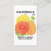 ヴィンテージシードパケットラベルアート、カレンダフラワー 名刺 (裏面)