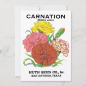 ヴィンテージシードパケットラベルアート、カーネーションフラワー (正面)