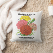 ヴィンテージシードパケットラベルアート、カーネーションフラワー クッション (ブランケット)