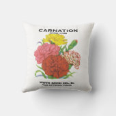 ヴィンテージシードパケットラベルアート、カーネーションフラワー クッション (裏面)