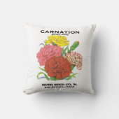 ヴィンテージシードパケットラベルアート、カーネーションフラワー クッション (正面)