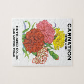ヴィンテージシードパケットラベルアート、カーネーションフラワー ジグソーパズル (横)
