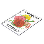 ヴィンテージシードパケットラベルアート、カーネーションフラワー ノートブック (左側)