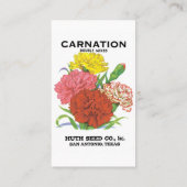 ヴィンテージシードパケットラベルアート、カーネーションフラワー 名刺 (裏面)