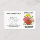 ヴィンテージシードパケットラベルアート、カーネーションフラワー 名刺 (正面)