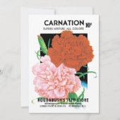 ヴィンテージシードパケットラベルアート、カーネーション花 (正面)