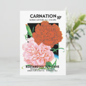 ヴィンテージシードパケットラベルアート、カーネーション花 (スタンド正面)