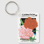 ヴィンテージシードパケットラベルアート、カーネーション花 キーホルダー (正面)
