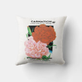 ヴィンテージシードパケットラベルアート、カーネーション花 クッション (裏面)