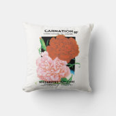 ヴィンテージシードパケットラベルアート、カーネーション花 クッション (正面)