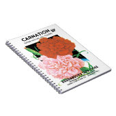 ヴィンテージシードパケットラベルアート、カーネーション花 ノートブック (右側)