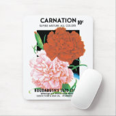 ヴィンテージシードパケットラベルアート、カーネーション花 マウスパッド (マウス)