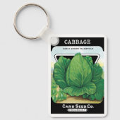ヴィンテージシードパケットラベルアート、グリーンキャベツ キーホルダー (正面)