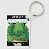 ヴィンテージシードパケットラベルアート、グリーンキャベツ キーホルダー (裏面)