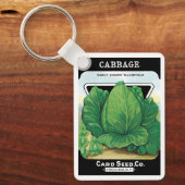 ヴィンテージシードパケットラベルアート、グリーンキャベツ キーホルダー (正面)