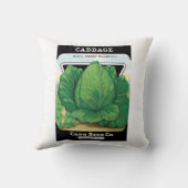 ヴィンテージシードパケットラベルアート、グリーンキャベツ クッション (裏面)